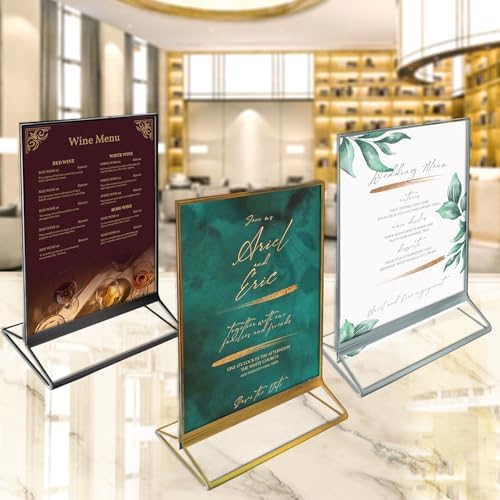 Azar Displays 152799-GLD-10PK Gold Trim Double-Sided Clear Acrylic Frames – Elegant Display Frames for Weddings, Events, and Photos | Premium 5x7 Tabletop Sign Holders (10-Pack)