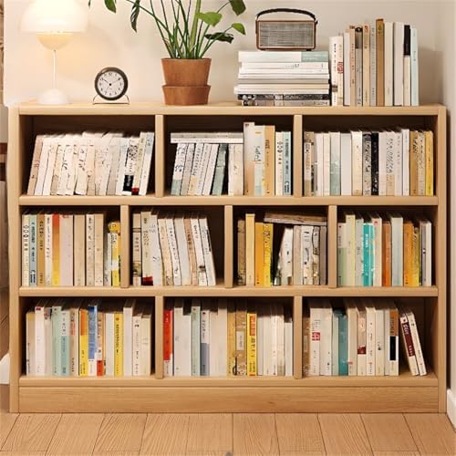 Lumber Organizer Shelf 3/4 Shelves, Lateral Filing or Vertical, Closed Back Floor-Standing Bookshelf Rack Bookcase Cabinet Tiered Shelf Grid Storage Unit Natural 47.2" L x 9.4" W x 40.9" H