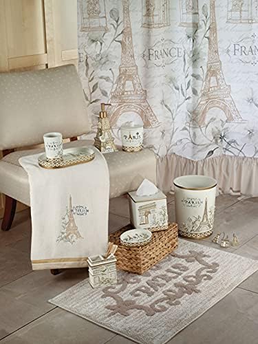 Avanti Linens - Covered Jar, Hand Painted Resin, Countertop Accessories, Chic Bathroom Decor (Paris Botanique Collection)