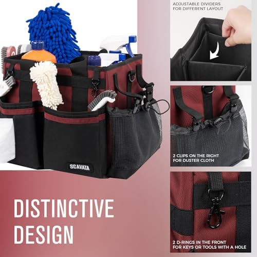 SCAVATA Compact Wearable Cleaning Caddy with Handle & Shoulder Straps