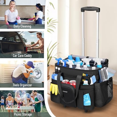 Ytonet XXL Rolling Cleaning Caddy, Large Cleaning Caddy with Wheels