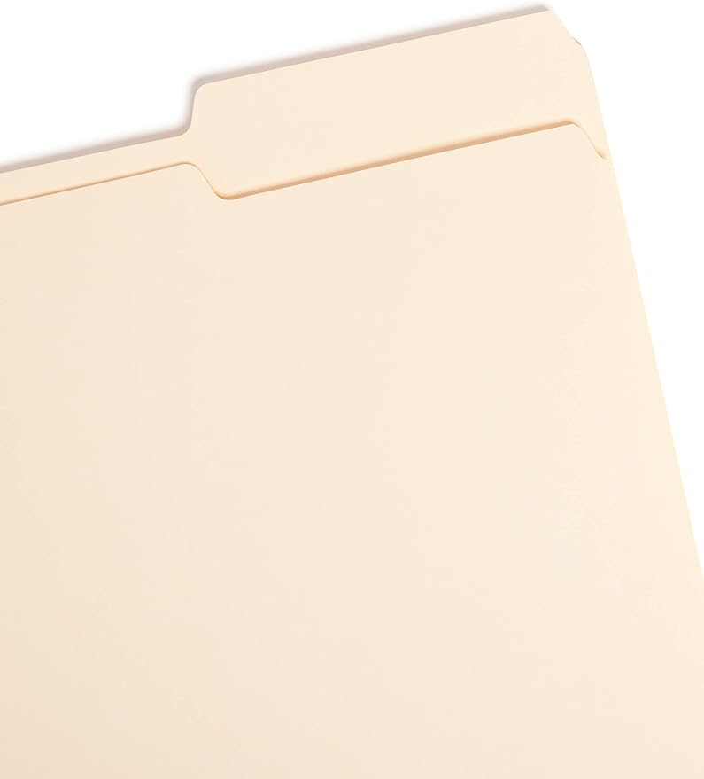 Smead File Folder, 2/5-Cut Tab, Right Position, Letter Size, Manila, 100 per Box (10385)