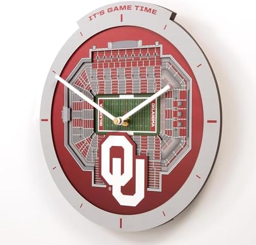 YouTheFan NCAA Oklahoma Sooners StadiumView 3D Wall Clock