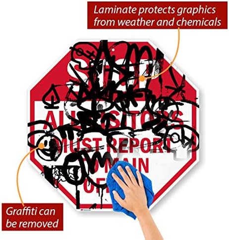 SmartSign "Stop - All Visitors Must Report to Main Office" Sign | 24" x 24" 3M High Intensity Grade Reflective Aluminum