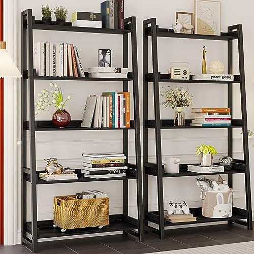 IRONCK Ladder Shelf 5-Tier 74.8in Tall, Industrial Bookcase and Bookshelf