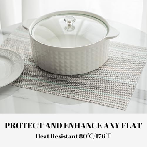 Placemats Set of 4 Vinyl/Plastic Woven Place Mats for Kitchen Table Indoor/Outdoor Washable Placemat Wipeable Dining Table Mats (Turquoise,4)