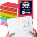 Hygloss Half Blank Books for Kids to Write Stories & Illustrate – Bulk 48 Pack – 5.5" x 8.5" A5 Primary Journal for Grades K-2, Preschool/Kindergarten Notebook with Picture Space – 24 Pages, Colored