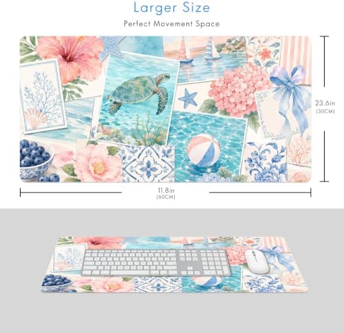 Coastal Sea Turtle Sailboats Desk Mat Small Gaming Mouse Pad