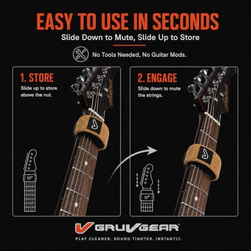 Gruv Gear Fret Wrap & Guitar Mute, Fretwrap for Acoustic, Electric & Bass | String Dampener Recording, Tapping & Practice Accessory (1 Pack, Small Maple, Fits 4 String Bass, 6 String Guitar)
