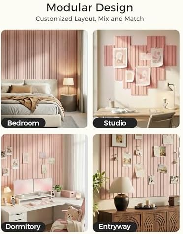 Aothia 12-Pack Felt Bulletin Board Tiles 48"x36", Modular Push Pin Board for Home Office & Classroom, Cork Board Alternative for Notes, Photos & Schedules, 70 Adhesive Tabs & 40 Pins, Pink