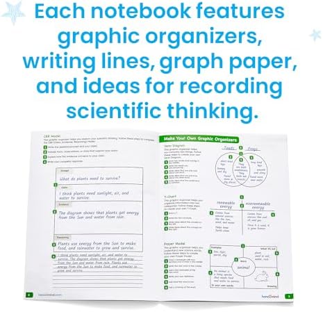 hand2mind Scientific Reasoning Notebook, Grades 3-5, Elementary Classroom Must Haves, Science Teacher Supplies, STEM Lab Notebooks for Kids (Set of 10)