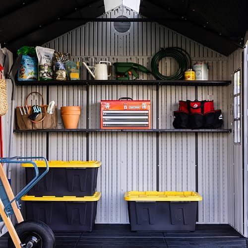 Lifetime Dual Entry Outdoor Storage Shed, 10x8 Ft, Gray, Resin Tool Shed with Double Doors, HDPE