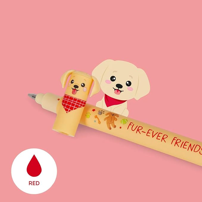 LEGAMI Fur-ever Friends + Farm Sweet Farm Set of 7 Erasable Gel Pens with Heat Sensitive Ink, Coloured Ink and Animal Theme Designs, 0.7mm Tip, Dogs and Farmyard Animals