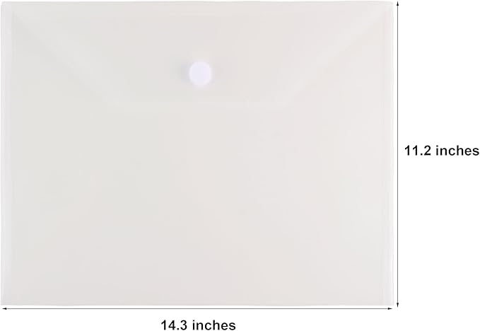 11 x 14 Large Clear Plastic Envelopes Document File Storage Holder 20 Pack Hook Loop Closure