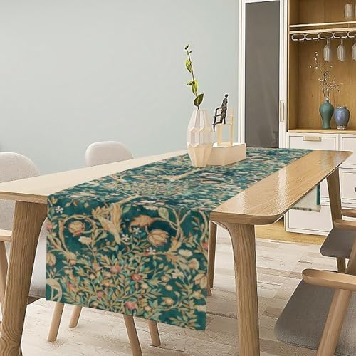 William Morris Floral Table Runner, Vintage Flowers Botanical Printed Table Runner for Home Kitchen Dining Table Decoration,13x70 Inch