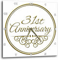 3dRose Wall Clock Silent - 10 inch - 31st Gold Text for Celebrating Wedding Anniversaries - 31 Years Married Together - Occasions