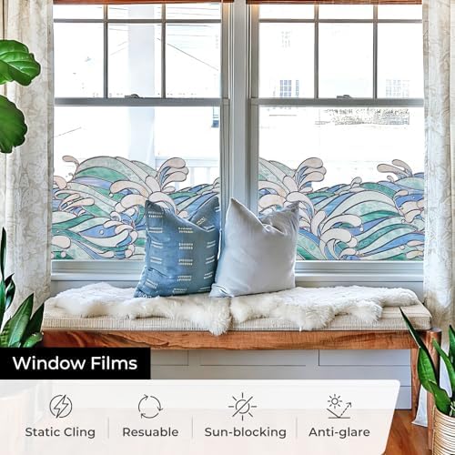 ADD.HERES Stained Glass Window Film, Window Film Decorative, 17.5 x 39.37in