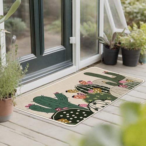 Boho Cactus Kitchen Rugs Set of 2