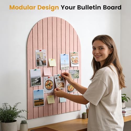 Arched Felt Bulletin Board (Pink), 35"x24" Large Wall Decor