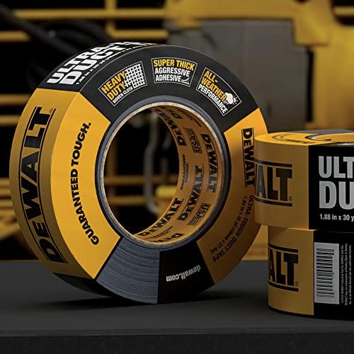 DEWALT Ultra Tough Duct Tape, 1.88 in x 30 yd, Heavy Duty, Ultra Strong, Aggressive Adhesive, All-Weather, Single Roll, Black