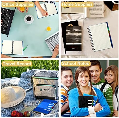CAGIE Spiral Notebook 5x7 5 Subject Notebook with Dividers, Blue