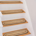 Homespice Russet Jute Braided Stair Treads, Oval 8x28 Set of 13