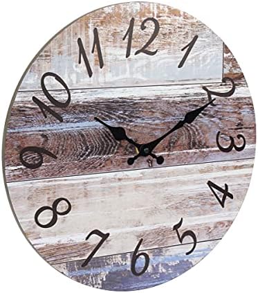 Stonebriar Vintage Farmhouse 14 Inch Round Battery Operated Hanging Wall Clock