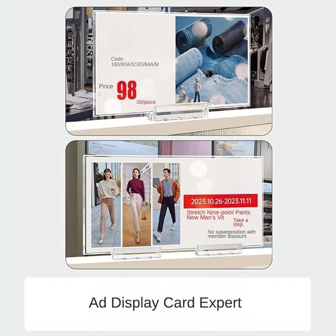 ECKEK Magnetic Sign Holder Grip Holder, Powerful Magnet, Acrylic Sign Holder for Retail Shelves Display Store Vendor Event Warehouse and Shop Supplies (Acrylic Base 210*150mm/8.27*5.91inches)