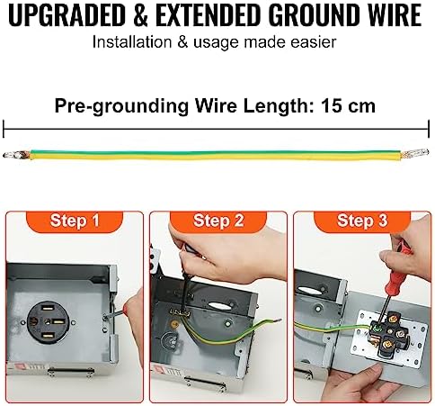 VEVOR 50 Amp RV Power Outlet Box, 125/250 Volt, Enclosed Lockable Outdoor RV Receptacle Box, NEMA 14-50R Weatherproof Electrical Panel, for RV Camper Trailer Motorhome Electric Car