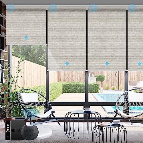 SmartWings Motorized Smart Roller Shades, 100% Blackout Safari Cream