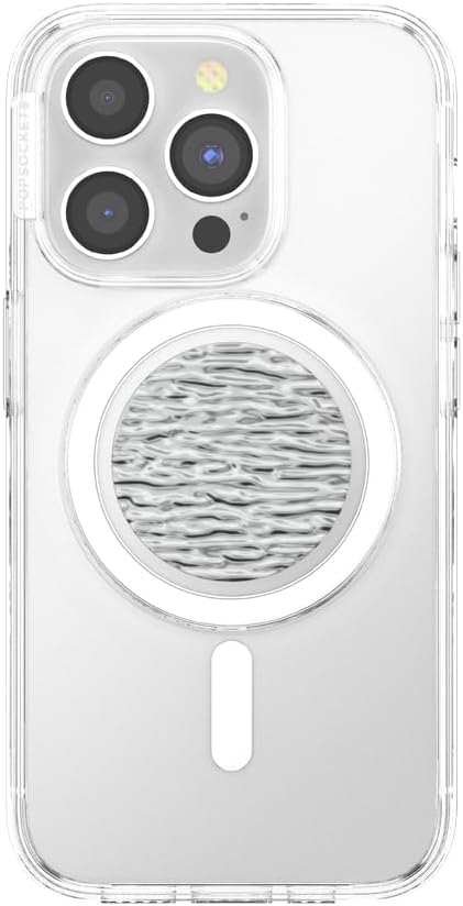 PopSockets Phone Grip for MagSafe, Magnetic Holder- Morgana Chrome | Removable, For Kindle / Android / iPhone, With Magnet, Silver, Electronic Accessories, For iPad/Kindle/iPhone/Android
