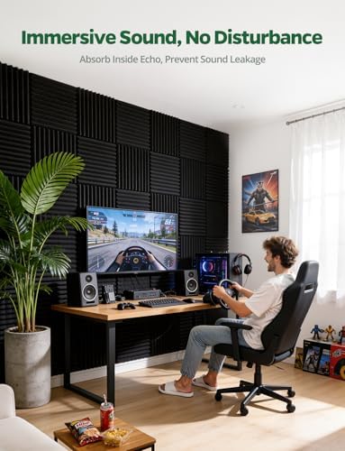 Sound Proof Foam Panels for Walls Soundproof Dampening & Absorbing for Studio, 8 Pack Black Square Self-Adhesive MLV Acoustic Tiles Noise Cancelling & Soundproofing for Bedroom 12" x 12" x 1"