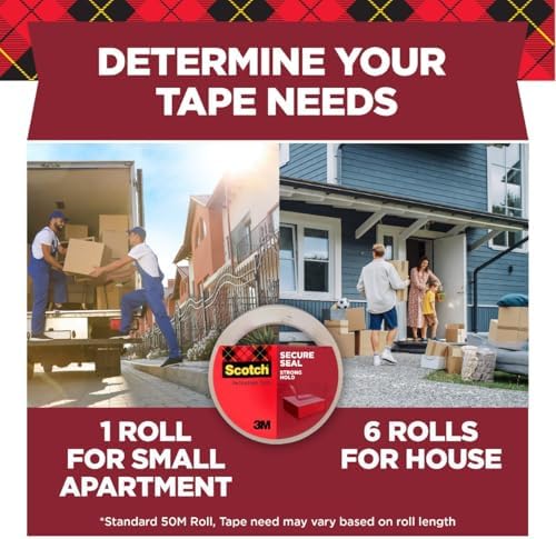 Scotch Secure Seal Packaging Tape, 6-Count, 1.88 in x 54.6 yd (Pack of 6)