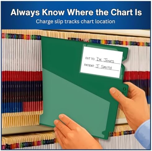 Doctor Stuff - Center Tab Vinyl Outguides, Diagonal Cut Front Pocket, Top Charge Out Slip Pocket, Plastic File Folder, Letter Size 9" x 13-1/4", Green, 50/Box