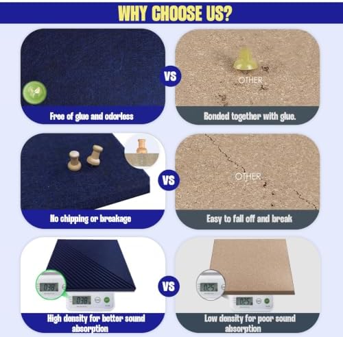 48" x 36" Large Cork Board Alternative&Felt Bulletin Board, Dark Blue