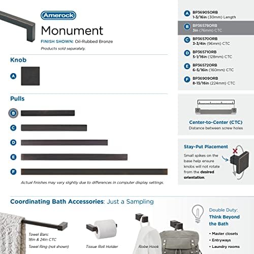 Amerock | Cabinet Pull | Oil Rubbed Bronze | 3-3/4 inch (96 mm) Center to Center | Monument | 2 Pack | Drawer Pull | Drawer Handle | Cabinet Hardware