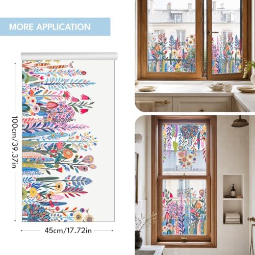 ADD.HERES Stained Glass Window Film, Window Film Decorative, 17.5 x 78.7 in