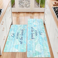Beach Kitchen Mats for Floor Coastal Kitchen Rugs Cushioned Anti Fatigue Mats for Sink, Stove, Desk, Laundry,17"x30"+17"x47", Blue