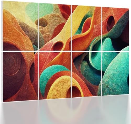 UMIACOUSTICS 8 Pcs 0.7Inch Thick Art Acoustic Panels, Total 47.2” x 31.5” Decorative Sound Absorbing Art Panels, Acoustical Wall Panels for Home, Office, Hotel, Sage-brocade