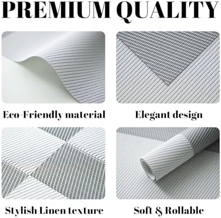 Placemats Set of 4 Vinyl/Plastic Woven Place Mats for Kitchen Table Indoor/Outdoor Washable Placemat Wipeable Dining Table Mats (Silver Cube,4)