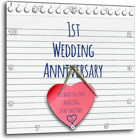 3dRose Wall Clock Silent - 10 inch - 1st Wedding Paper Celebrating 1 Year Together - First Anniversaries - one yr - Occasions