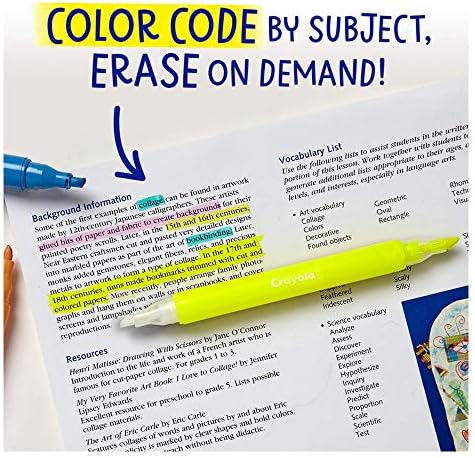 Crayola Take Note Erasable Highlighters, Cool School Supplies, Chisel Tip Markers, 6 Count, Pack of 2