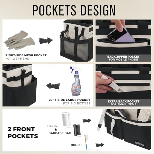 SCAVATA Compact Wearable Cleaning Caddy with Handle & Shoulder Straps