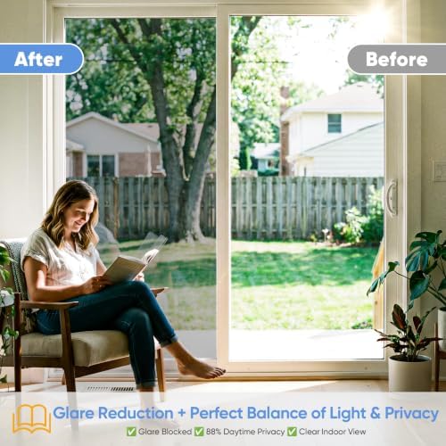 SUNBABY Window Privacy Film, One Way Mirror & Heat Blocking, 17.5"x78.7"