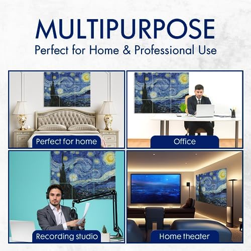 PINWELIFE® Masterpiece Acoustic Art Panels, 8-Pack 12"×16" Sound Absorbing Panels, Decorative Acoustic Wall Art, Noise and Echo Cancelling for Home Studio/Office, Nano Tape Included