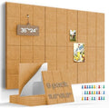 Bulletin Board 6 Pack Large Pin Board 11.8" x 11.8", Felt Board Tiles with 30 Push Pins Alternative to Cork Board for Wall Damage-Free, Self Adhesive Notice Board Memo Board for Home Office