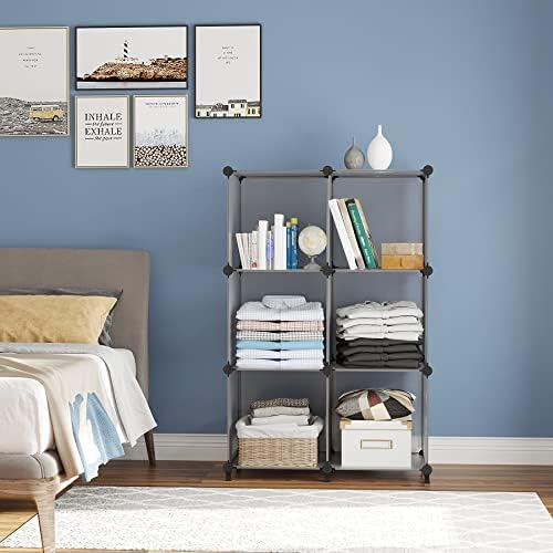 AWTATOS Cube Storage Organizer, Closet Organizers, 6 Cube Shelf, Grey