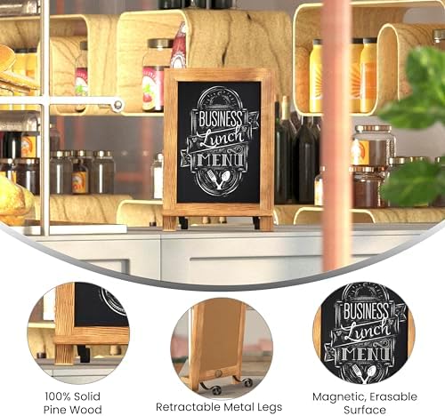 Flash Furniture Magnetic Tabletop Chalkboard Sign, 9.5" x 14", Torched