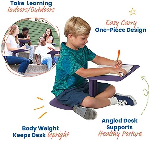 ECR4Kids The Surf Portable Lap Desk, Flexible Seating, Eggplant