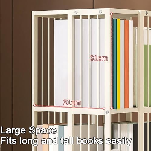 GAMAK Rotating Bookshelf with Brake Wheels Revolving Bookcase 360° Display 3-4tier Floor Standing Bookcase Used in Bedrooms Living Rooms Study Office (Size : Four)